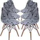 DRMKER Housse de chaise scandinave extensible motif 6 pieces housse de chaise scandinave salle à manger imprimé lavable protection chaise