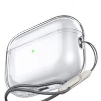 transparent  Étui AirPods Pro 2 en Silicone avec lanière, housse de protection anti perte, LED Visible à l'av