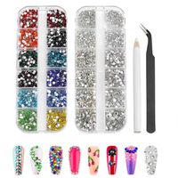 Strass Ongle Nail Art, AB Strass Pour Nail Art, Coloré Strass ​transparents, Strass Flatback Rond, Strass Ongle