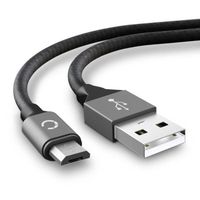 Câble Micro USB de 2m pour Sennheiser PXC 550-II, GSP 370, GSP 670, Adapt 660 transfert de données et charge 2A gris en Nylon
