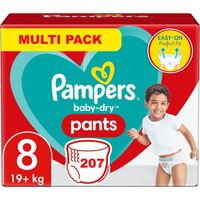 PAMPERS PANTS TAILLE 8 BABY-DRY COUCHES-CULOTTES 207 COUCHES (+18 KG)