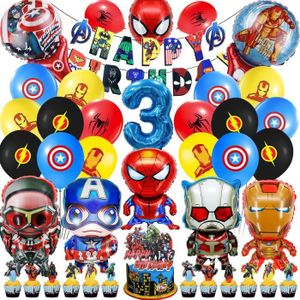 Ensemble de fournitures de fête d'anniversaire de super-héros pour  enfants,kits de décorations sur le thème des super-héros avec une bannière d 'anniversaire,des ballons,des décorations de cupcakes : : Cuisine  et Maison