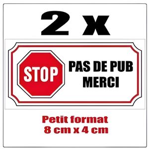 A 4 Sticker Autocollant STOP PAS DE PUB MERCI boite aux lettres