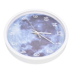 Horloge Murale Digitale Lumineuse LED - Silencieuse sans Tic Tac - Design  Moderne - Sonnerie Carillon Big Ben Desactivable - Ø 35,5 cm - Noir et Bleu