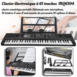 CLAVIER MUSICAL 61 Clés électroniques MQ-6104 Instrument de musique +micro, Pupitre -LIA40