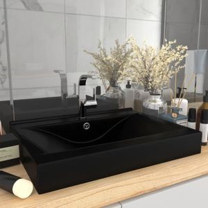 LAVABO - VASQUE Lavabo avec trou de robinet Noir mat 60x46 cm Céramique