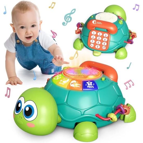Tortue Musicale Jouet à Ramper avec Musique et Lumières, Cadeau d'Éveil pour Bébés Nouveau-nés Tortue Musicale Jouet à Ramper avec Musique et Lumières, Cadeau d'Éveil pour Bébés Nouveau-nés