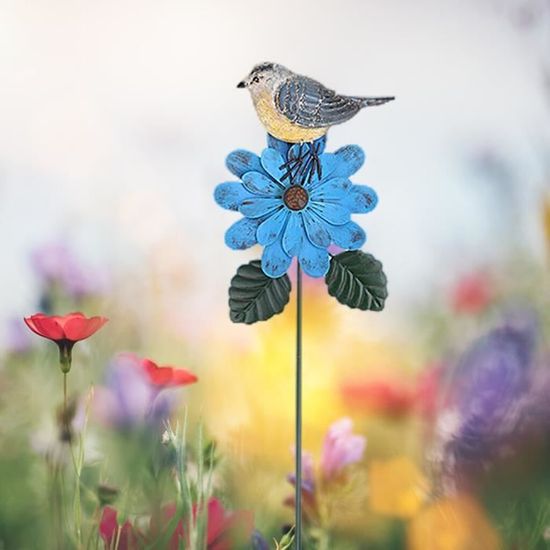 Piquet De Jardin En Bronze 3 Moineaux - Décoration De Jardin