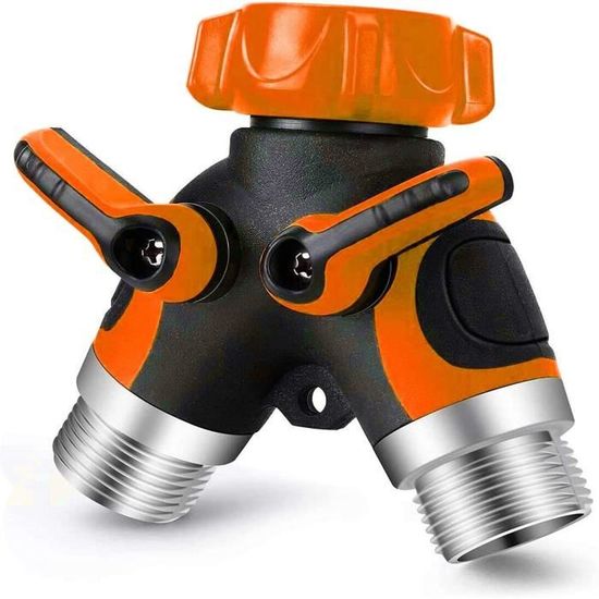Derivatore Acqua 2 Vie In Ottone Cromato, Attacco 3/4 Femmina A 2 Uscite Maschio 3/4, Per Giardino E Irrigazione