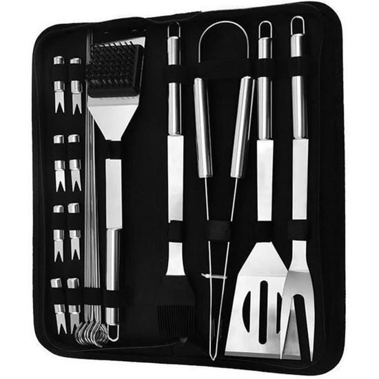 Ensemble d'outils personnalisés pour barbecue - Étui en bambou