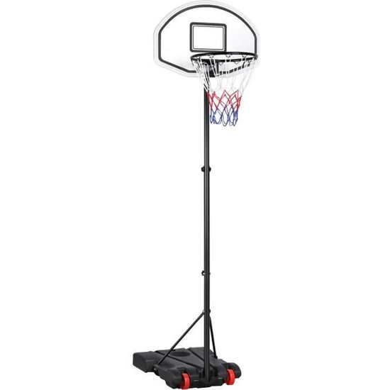 Yaheetech Panier de Basket-Ball Extérieur Intérieursur sur Pied Hauteur Réglable 159 - 214 cm avec Support et Roulettes Noir