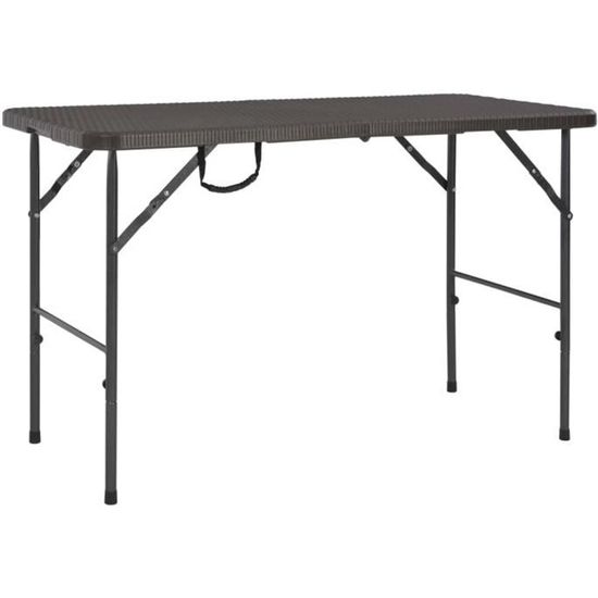 New💜- Table de jardin Table de balcon Table à manger d'extérieur pour 4-6 personnes pliante Marron 120x60x74cm PEHD Aspect de rotin
