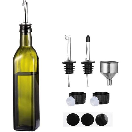Distributeur d'huile Bouteille d'huile en verre et en acier inoxydable pour  vinaigre de sauce de soja Vin de table huilier 500ML - Cdiscount Maison