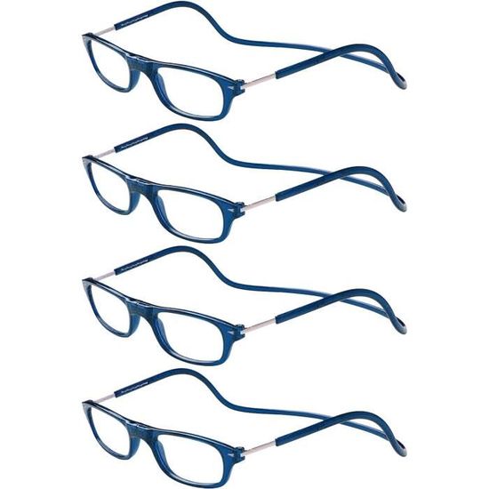 TBOC Lunettes De Lecture Pack 4 - Monture Bleue +3.50 Dioptrie Pliable Aimantée Réglable