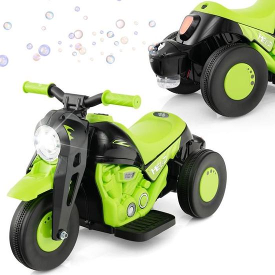 DREAMADE Moto Électrique 2/3 Roues Pour Enfants 18-36 Mois – LED, Musique, Klaxon, 2-3 Km/h (Bleu)