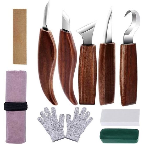 Kit Sculpture Bois 26 Pièces – 12 Couteaux, Bois De Tilleul, Gants | Pour Débutants Et Pros, étui Inclus - 3