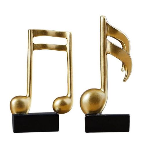 Lot De 3 Décorations Musicales En Résine Dorée - Notes De Musique, Tailles Variées, Pour Bureau, Salon, étagère