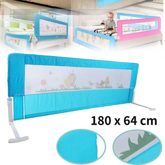 1.8M Barrière de lit pour bébé enfant système Protection Baby Bed Rail 180 x 64 cm Portable Barrière de Sécurité -SIE