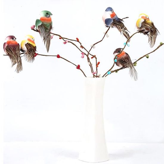 Fafeicy décor artificiel Oiseau Artificiel Mignon, 12 Pièces, Oiseau