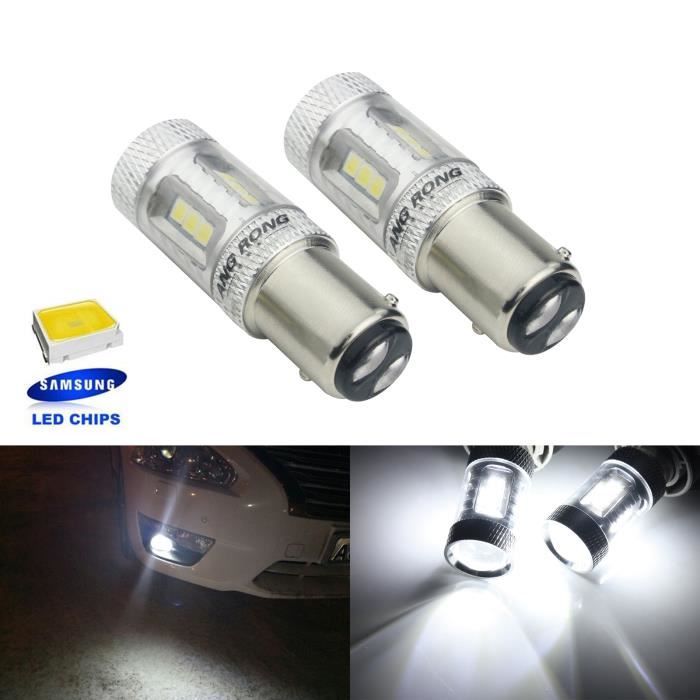ANGRONG 2x BAY15D 1157 P21/5W LED Ampoules 15W Blanc Xenon Feu de Jour Freinage Recul