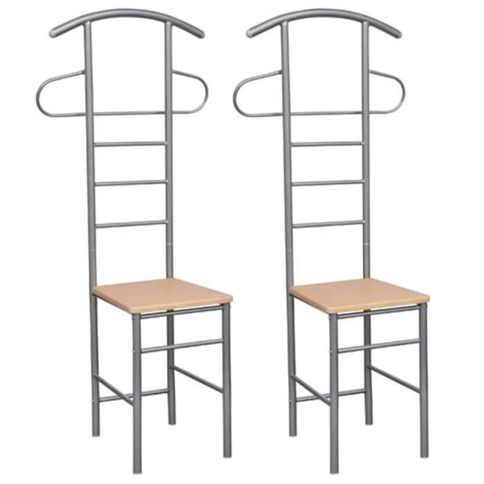 CESAR- Chaise valet de nuit bois et métal design unique (lot de 2)