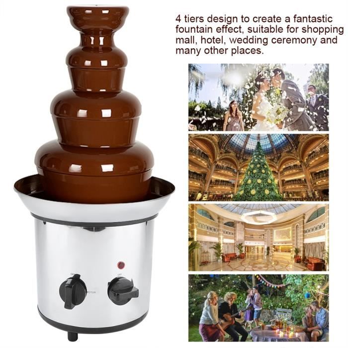 CHEZ COCO Fontaine à Chocolat électrique 4 niveaux en acier inoxydable