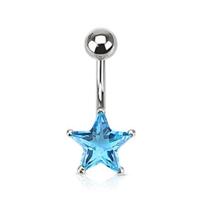 Piercing nombril étoile SANTANA bleu clair