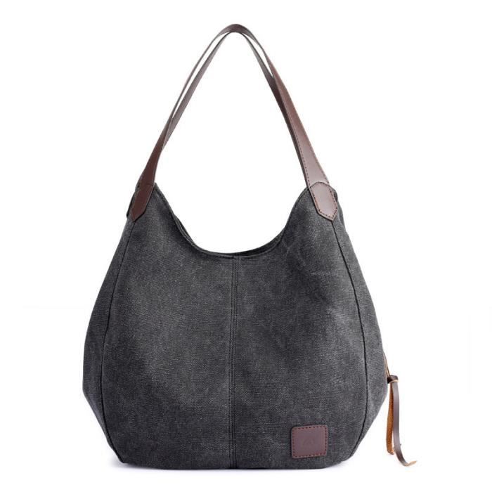 sac fourre tout femme simple noir Poids Léger Plus De Couleur MZ™