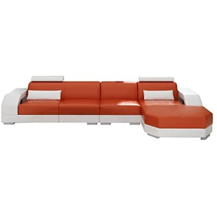 JVmoebel Canapé en Cuir Canapé D'Angle Design Canapé Linz II, Noir/Rouge, 367x200 Ou 200x367, Simili Cuir