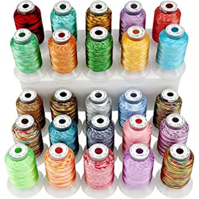 Brothread 25 Multicolore Polyester Fil Machine À Broder Pour Brother-Babylock-Janome-Singer-Kenmore Machine 500M (550Y) - Bobine