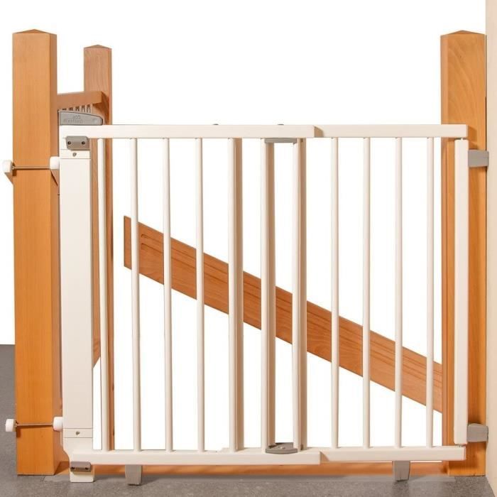 Barrière de sécurite pivotante pour escalier, Blanc, 67 cm-107cm