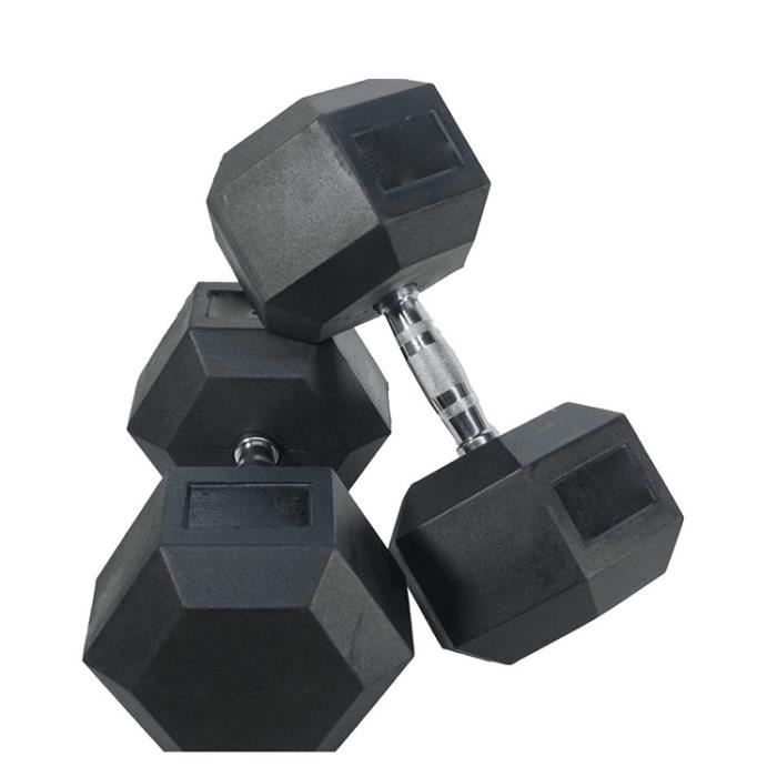 VENCEDE-Haltère hexagonal 10KG (2X5KG)-NOIR-Paire d'haltères Courts pour Musculation