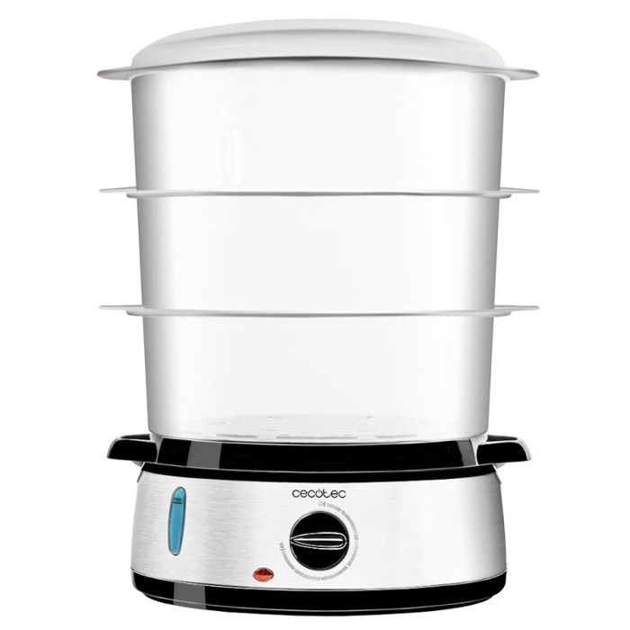 Cecotec Cuiseur à Vapeur électrique Vapovita 3000 INOX, 800 W, 3 paniers indépendants, Minuterie 60 Minutes, Compatible Lave-Vaissel
