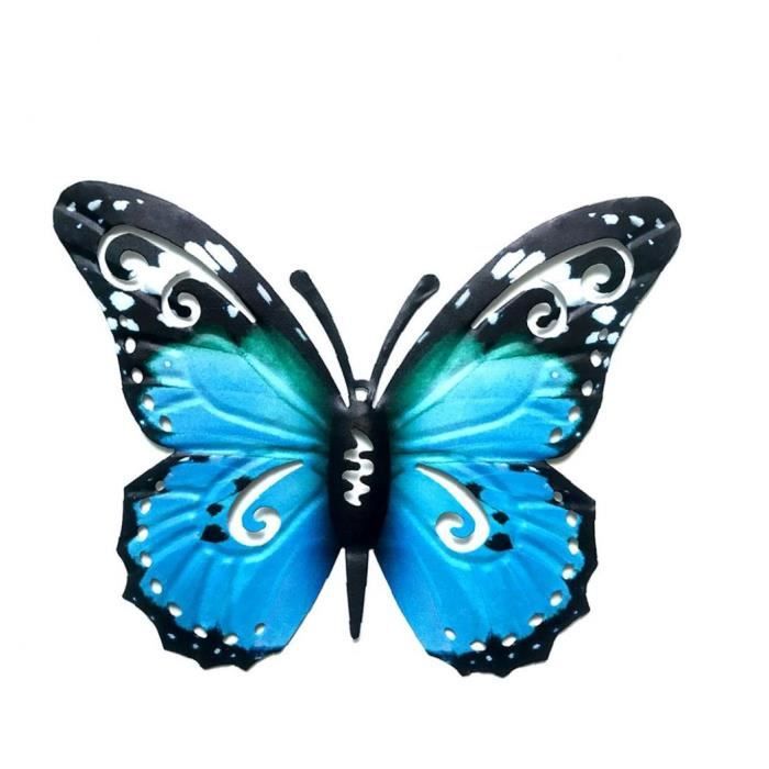 Métal Mur Art Vivid Hollow Hollow Wall Sculpture suspendu Ornement Pendentif pour patio Jardin Yard Bleu