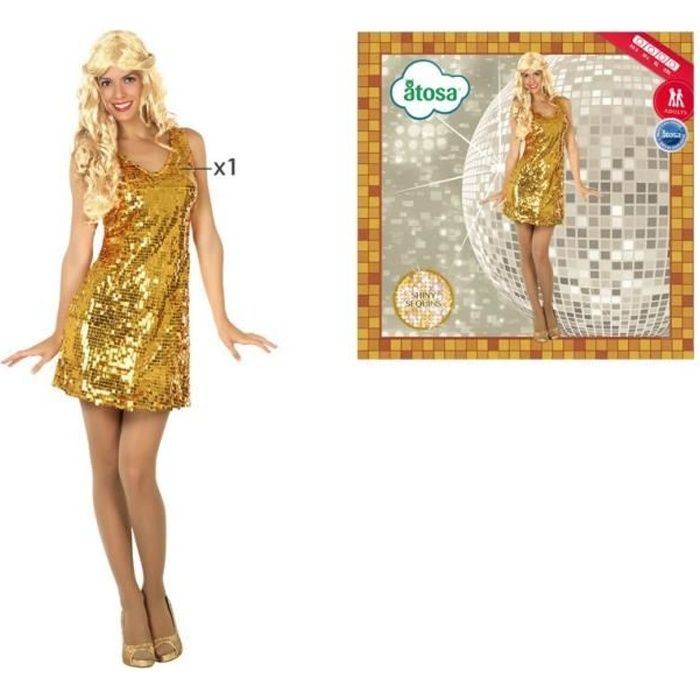 ATOSA Déguisement Disco - Femme - Jaune Doré