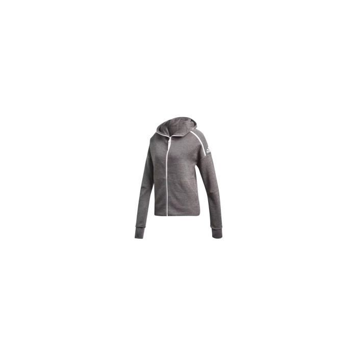 Veste à capuche zippée ADIDAS Femme TENNIS ZNE Hoody Anthracite / Blanc AH 2018