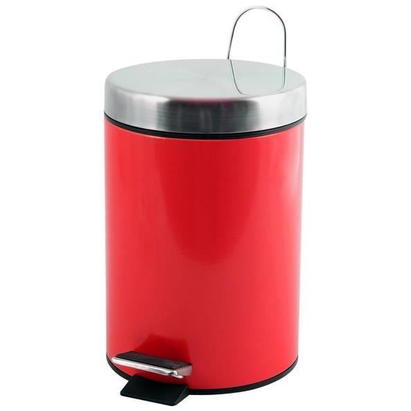 MSV Poubelle à pédale Inox 3L Rouge