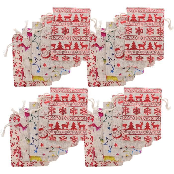 25 pcs Beaux Pochettes de bonbons durables Bandes de de Noël Sacs aspirateur traineau entretien des sols - entretien de la maison