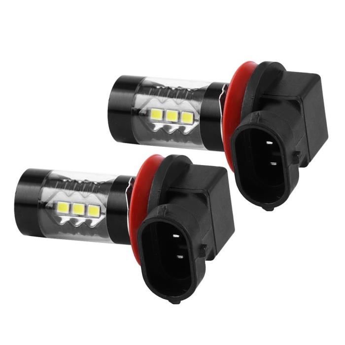 Ampoules antibrouillard de voiture, 2 pièces H11 H8 12V-24V 80W voiture haute puissance LED lumineuse ampoules LED de voiture