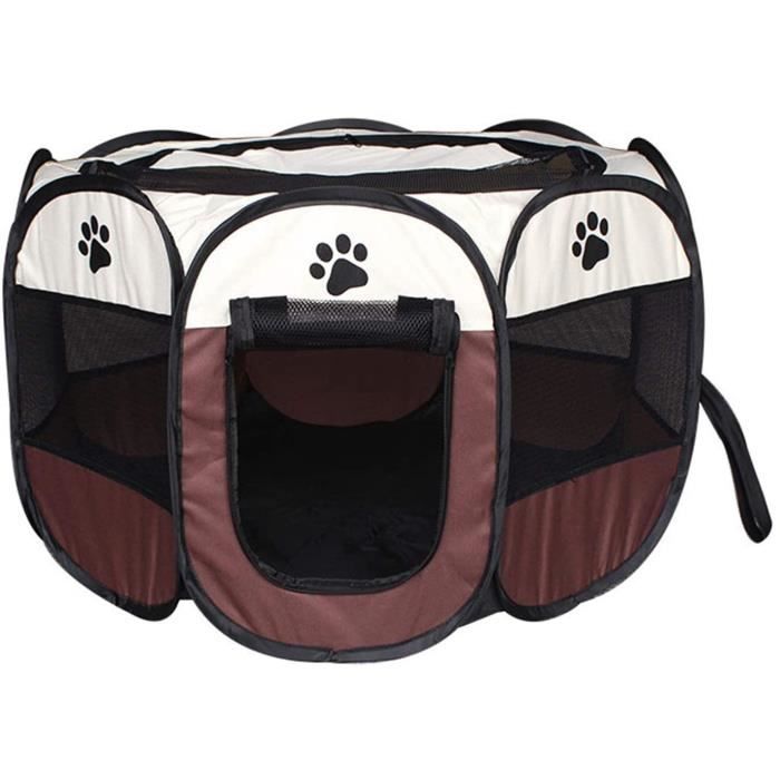 RUMOCOVO® Cage pour Chien Tente de compagnie Portable animal de compagnie chien pliant octogonal cage ,Café 114x114x58CM