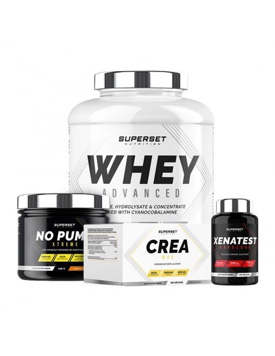 Programme Prise de Muscle Sec - Expert | Whey Protéine | Pré-workout | Créatine | Booster de testostérone | Superset Nutrition
