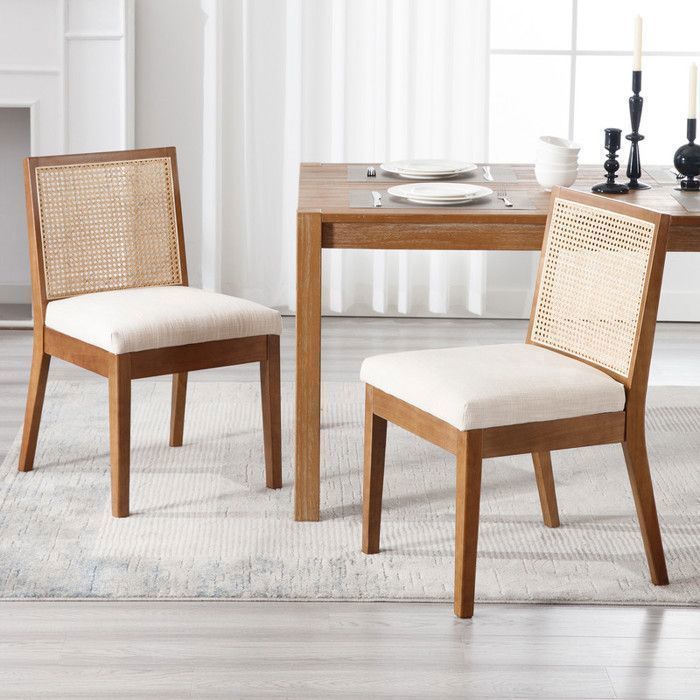 Wahson Chaise de Salle à Manger Lot de 2 Chaise Salle à Manger Rétro Chaise de Cuisine en Rotin et Bois pour Restaurant Noyer