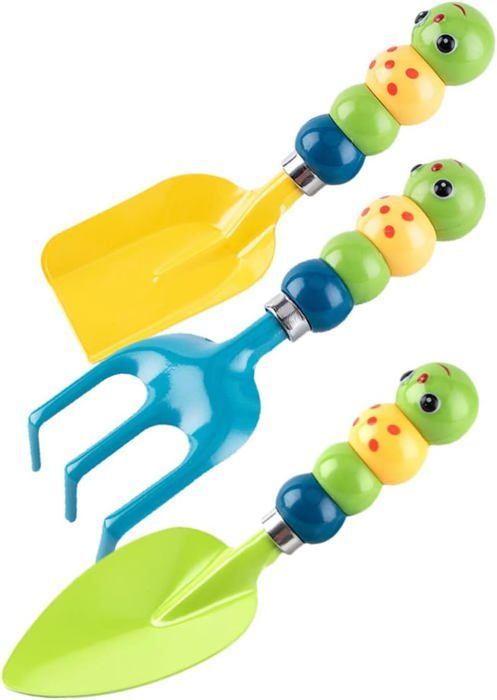 Lot De 3 Outils De Jardin KOTARBAU Pour Enfants – Râteau, Bêche, Houe – Vrais Outils En Métal Et Bois – Imiter Les Grands En Sécurité