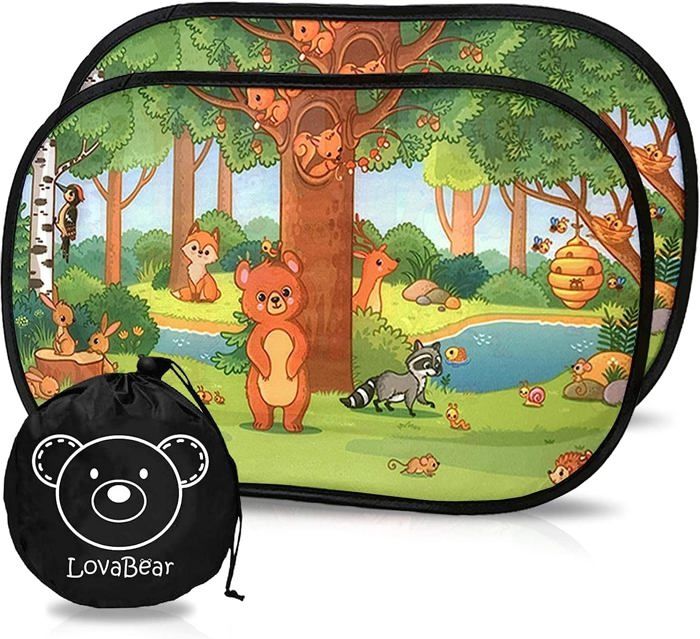 AIMEKE Pare-Soleil Voiture Bébé 2 Pièces – Protection UV 97%+ Anti-Chaleur 50×30 Cm, Auto-Adhésif & Pliable Avec Sac De Rangement (Noir)
