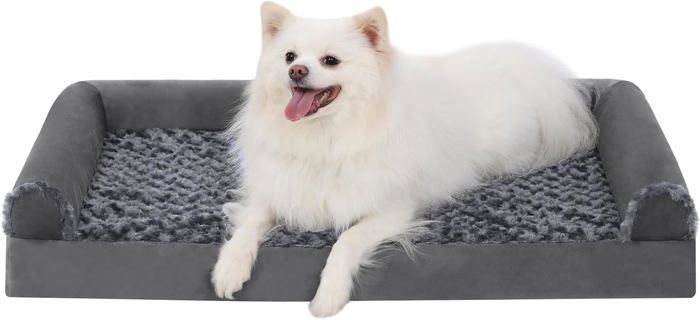 EHEYCIGA Panier Chien Orthopedique, Coussin Pour Chien Dehoussable Lit Pour Chiens Lavable, Tapis Epais Pour Chiens Grande Taille, Matelas Animaux, Beige, 89x58x9cm