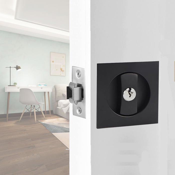 Serrure à Mortaise Avec Poignée Encastrée Invisible Pour Porte Coulissante Serrure De Porte En Bois Pour Meubles D Exterieur 160 Mm Zwart