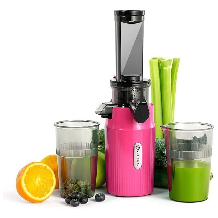 Extracteur de Jus - VENTRAY - Ginnie - Compact - 100 Watt - Rose vif - Ventray