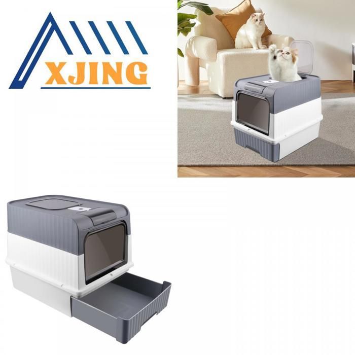 Meilleurs prix pour XJING Bac à litière pliable pour chat - Gris - Tiroir coulissant - 49*37*35cm - Fonction désodorisante