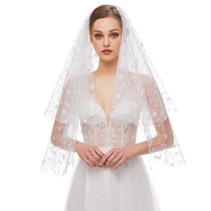 Voile De Mariée Très Long En Dentelle Et Perles De Verre Dafne