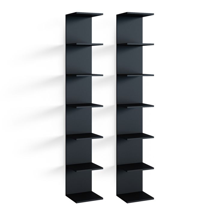 Étagère murale Paolo 28x190cm Lot de 2 Noir Vicco 52084 Étagère murale Paolo 28x190cm Lot de 2 Noir Vicco 52084